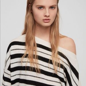 All Saints Black + White Striped Sweater